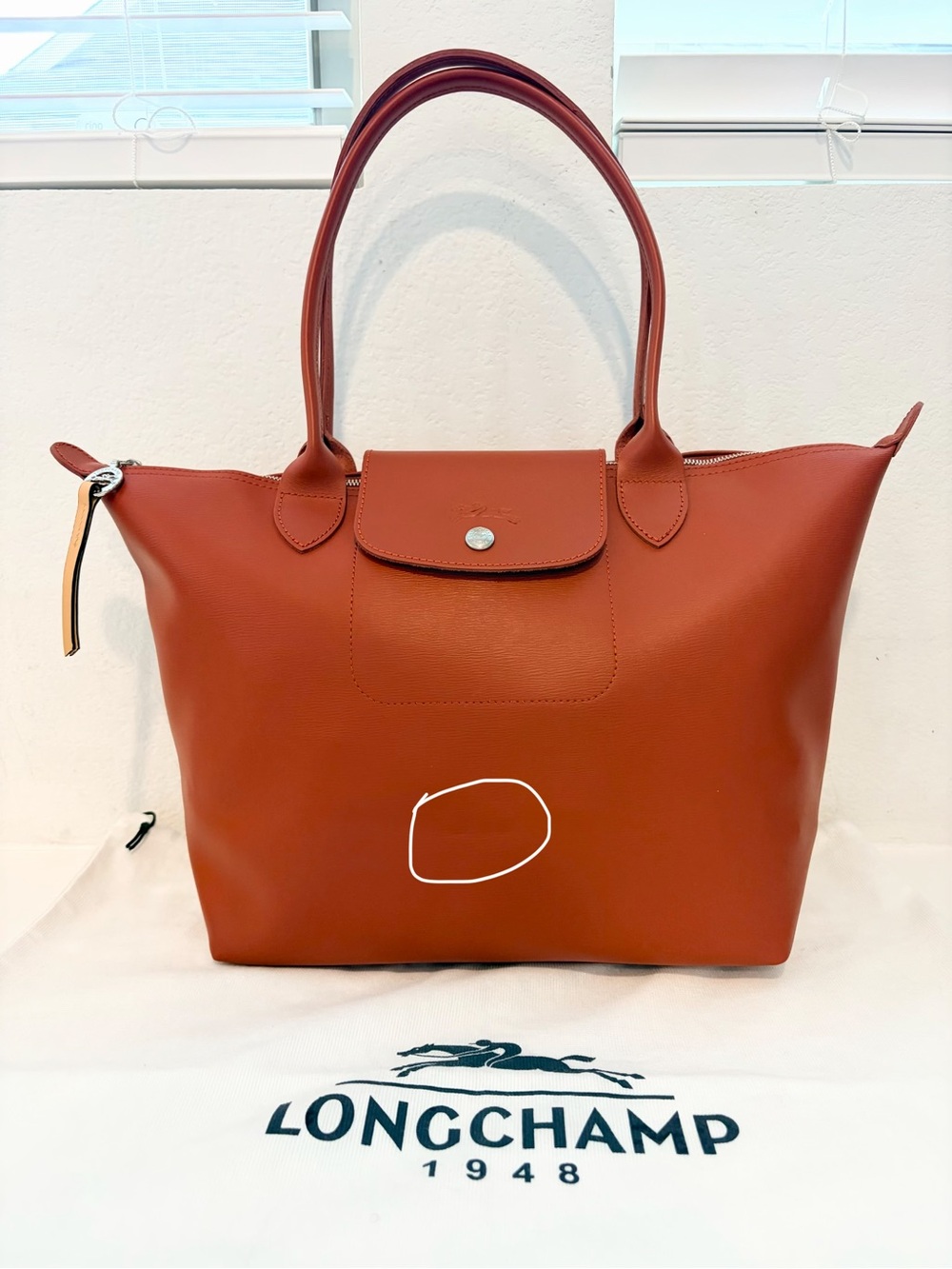 Authentic Longchamp Le Pliage City Medium Tote in Rust - Picture 9 of 15